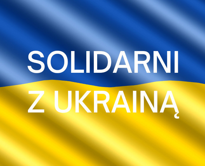 Ukraina flaga napis solidarni z Ukrainą